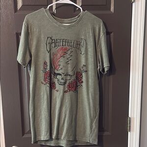 Grateful Dead Olive Skull and Roses Tee